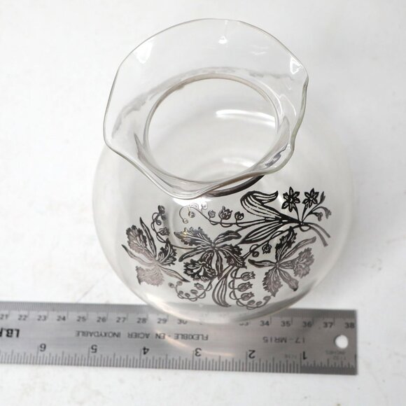 Vintage Silver City Sterling Silver Overlay Floral Glass Vase Ruffled Edge Bowl - Picture 5 of 10